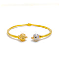 gold-Stately Striking Two Tone Bangle Bracelet