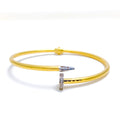 21k-gold-Fancy Dual Tone CZ Bangle Bracelet 