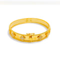 21k-gold-Elegant Lush Flower CZ Bangle Bracelet 