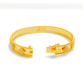 21k-gold-Elegant Lush Flower CZ Bangle Bracelet 