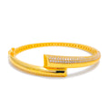 21k-gold-Delightful Overlapping CZ Bangle Bracelet 
