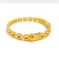 21k-gold-Sophisticated Onyx Flower CZ Bangle Bracelet