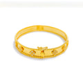 21k-gold-Shimmering Beaded Flower CZ Bangle Bracelet 