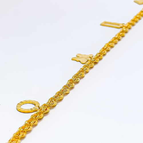 Fancy Dual Chain Orb 22k Gold Bracelet – Andaaz Jewelers