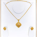 Shimmering Floral Filigree 22k Gold Pendant Set