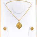 Regal Asymmetrical Meena 22k Gold Pendant Set