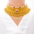 22k-gold-Intricate Engraved Choker Necklace Set 
