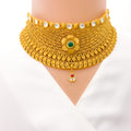 22k-gold-Detailed Decorative Floral Choker Necklace Set 