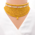 22k-gold-Unique Paisley Accented Beaded Choker Set 