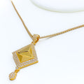 22k-gold-Luscious Diamond Shaped CZ Pendant 