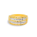 22k-gold-Attractive Alternating Two Tone Striped Ring 