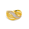 22k-gold-Timeless Leaf Accented Mesh Ring 