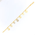 Stylish Mixed Charm 22k Gold Bracelet