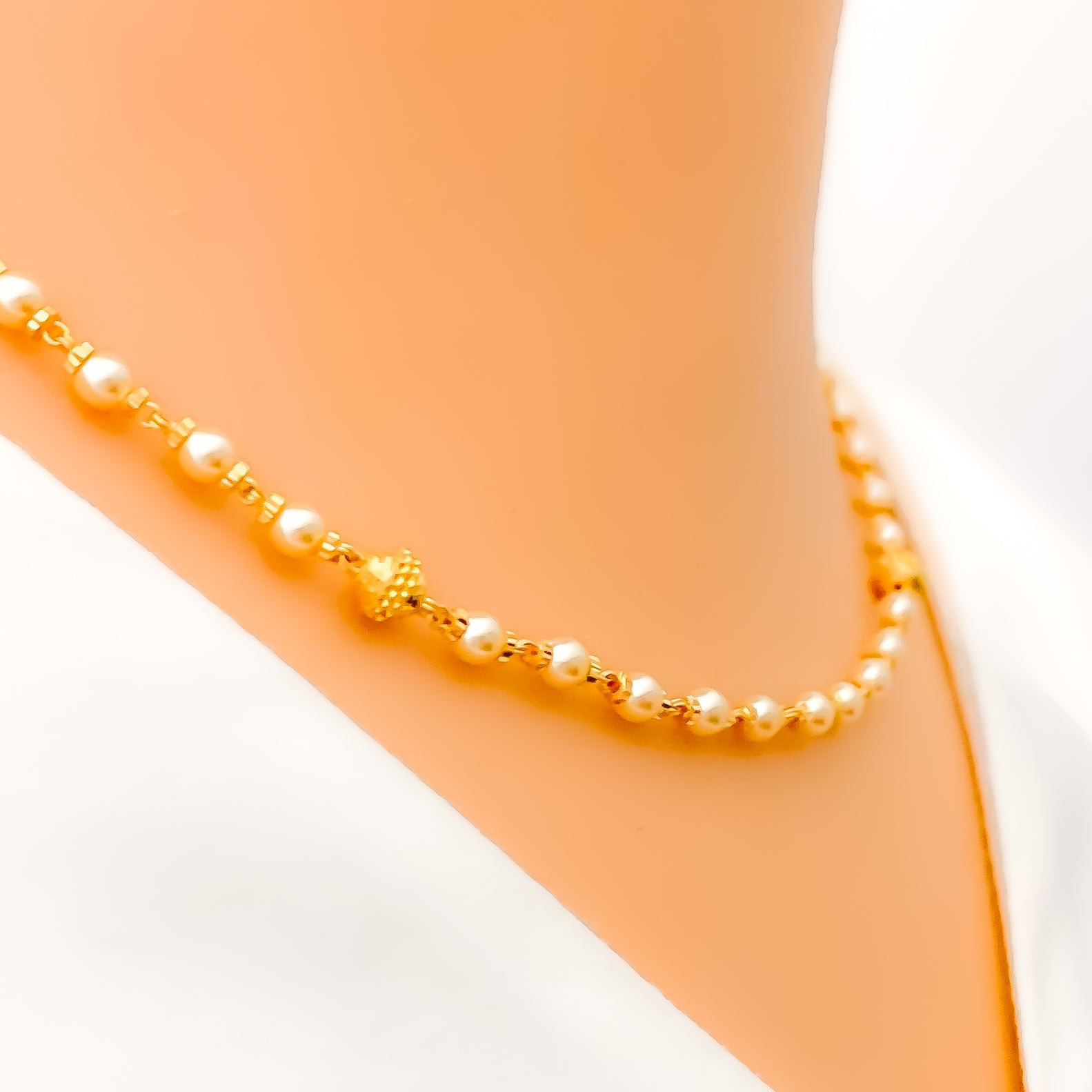 235-GN3628 - 22K Gold Necklace for Women with Chinese Pearls