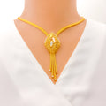 Lavish Leaf 22k Gold CZ Necklace Set