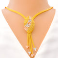 Vibrant Floral 22k Gold CZ Necklace Set