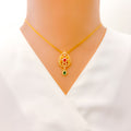 22k-gold-Attractive Flower Drop CZ Necklace 