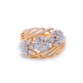 18k-gold-Impressive Triple Flower Diamond Ring
