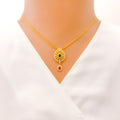 22k-gold-Elegant Layered Drop CZ Necklace 