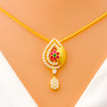 22k-gold-Dapper Decorative Drop CZ Necklace 