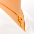 22k-gold-Dapper Decorative Drop CZ Necklace 