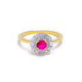18k-gold-Elegant Lush Floral Diamond Ring 