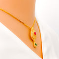 22k-gold-Vibrant Posh Pear Drop CZ Necklace 