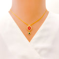 22k-gold-Unique Marquise Flower CZ Necklace 