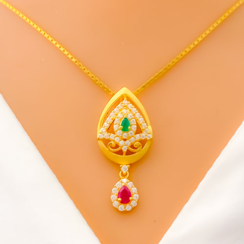 22k-gold-Draped Multi Color CZ Necklace 