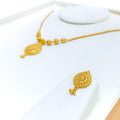 22k-gold-Charming Heart Accented Drop Necklace Set 