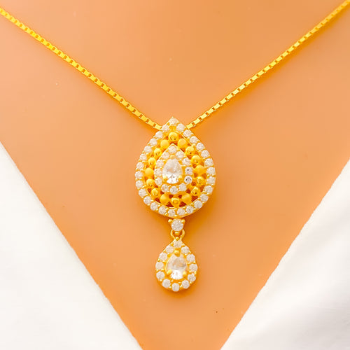 22k-gold-Opulent Tasteful Drop CZ Necklace 