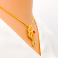 22k-gold-Timeless Fanned Floral CZ Necklace 