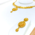 22k-gold-Luxurious Domed Flower Necklace Set 
