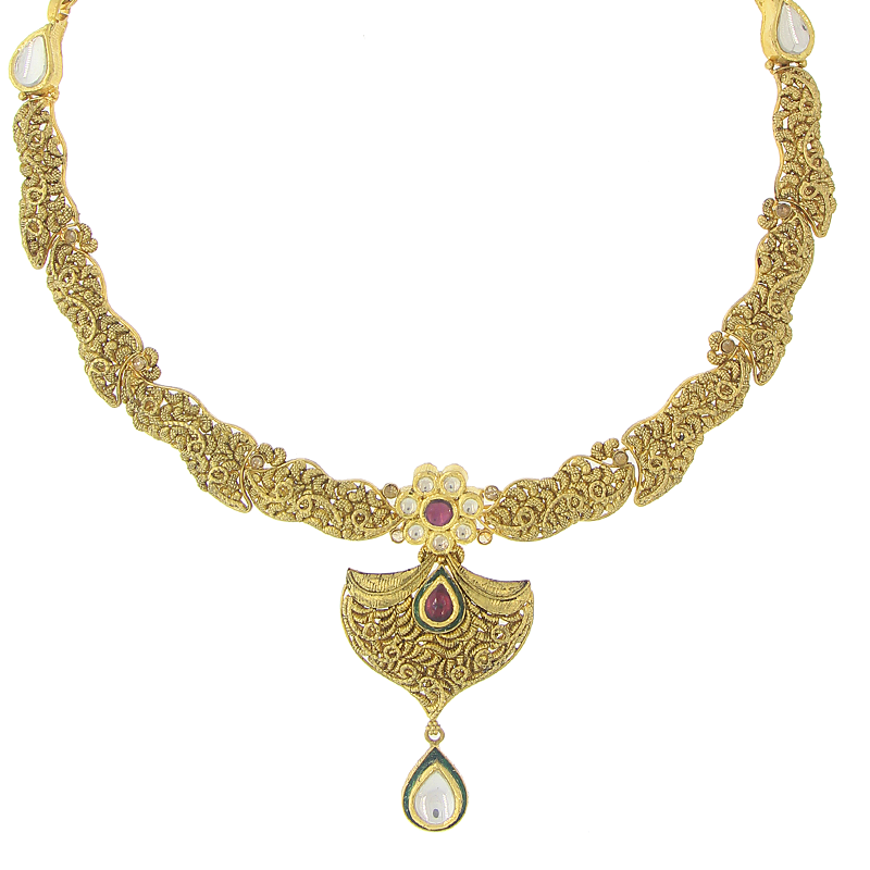 3 Piece Oxidized Kundan Necklace Set