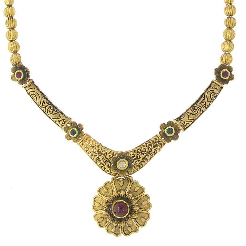 3 Piece Oxidized Kundan Necklace Set
