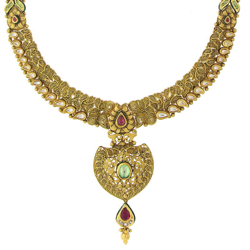 3 PIECE OXIDIZED KUNDAN NECKLACE SET