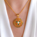 Traditional Pearl & Meena Pendant Only