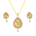Traditional Ruby + Emerald Pendant Set