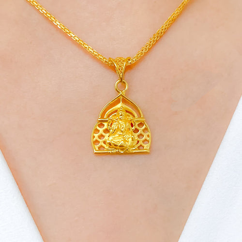 Lakshmi In Temple Background Pendant