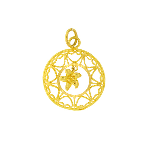 Round Pendant with Hanging Flower