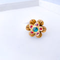 Oxidized Six Petals with Colored Kundan Ring