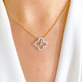 Four-leaf Diamond + 18k Gold Pendant