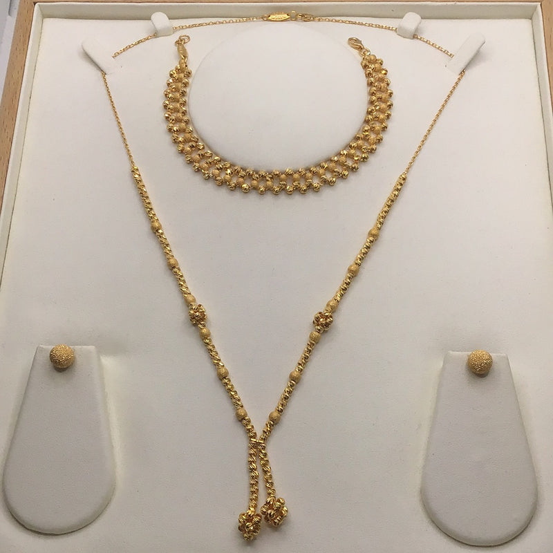 Exclusive Shiny Necklace 22k Gold Set w/Bracelet