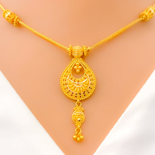 22k-gold-Dainty Open Drop Necklace Set 