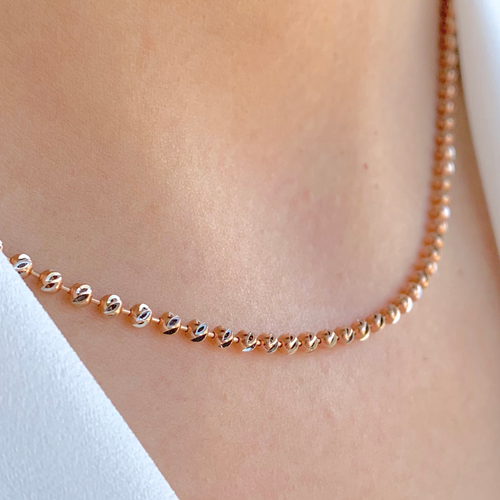 Rose + White Gold Bead Chain